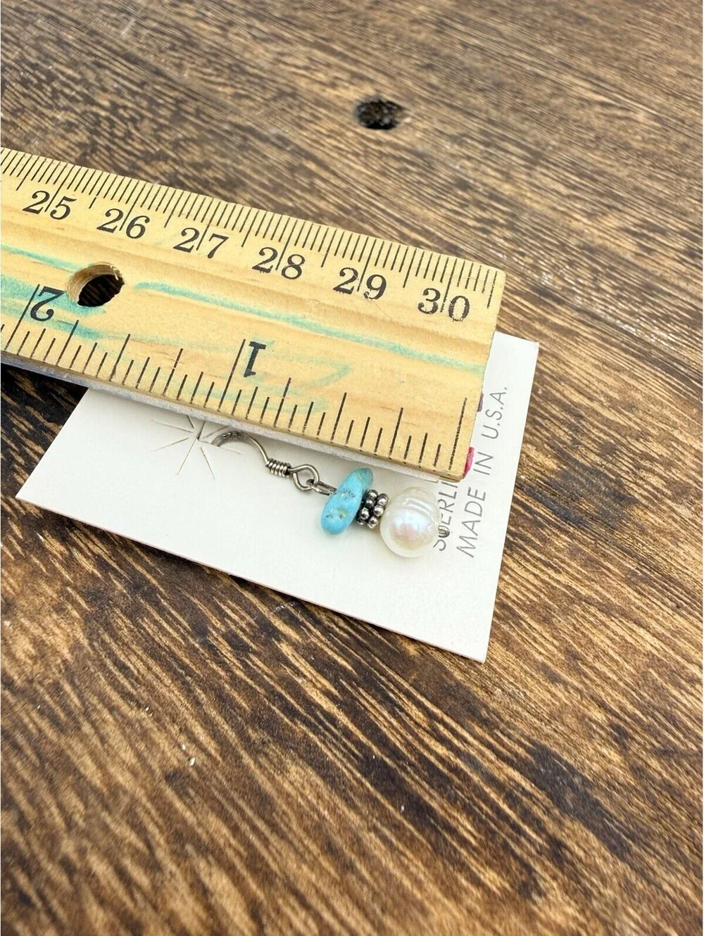 925 Sterling Silver Turquoise Nugget and White Freshwater Pearl Dangle Earrings